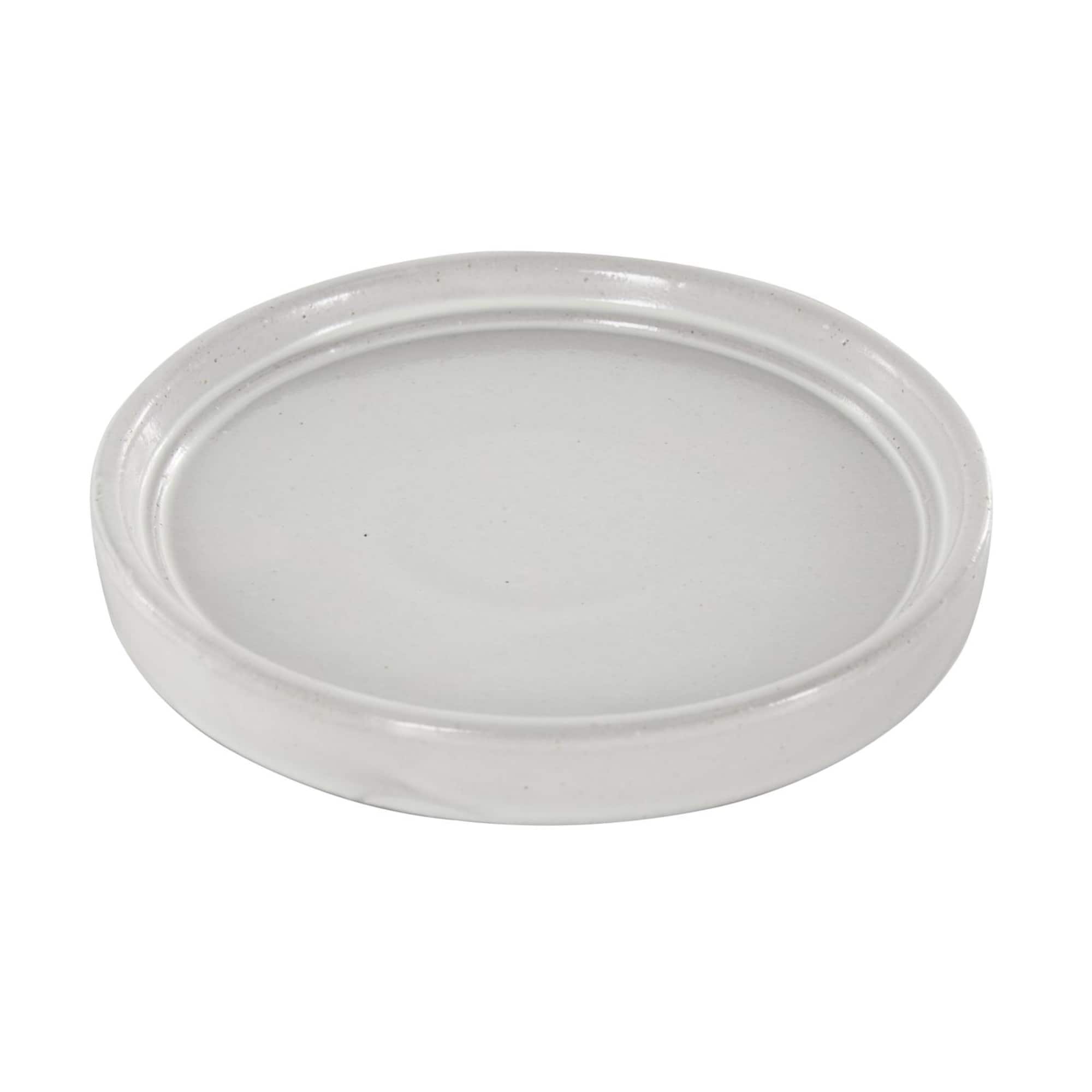 White Abstract Circle Pattern Ceramic Planter Set